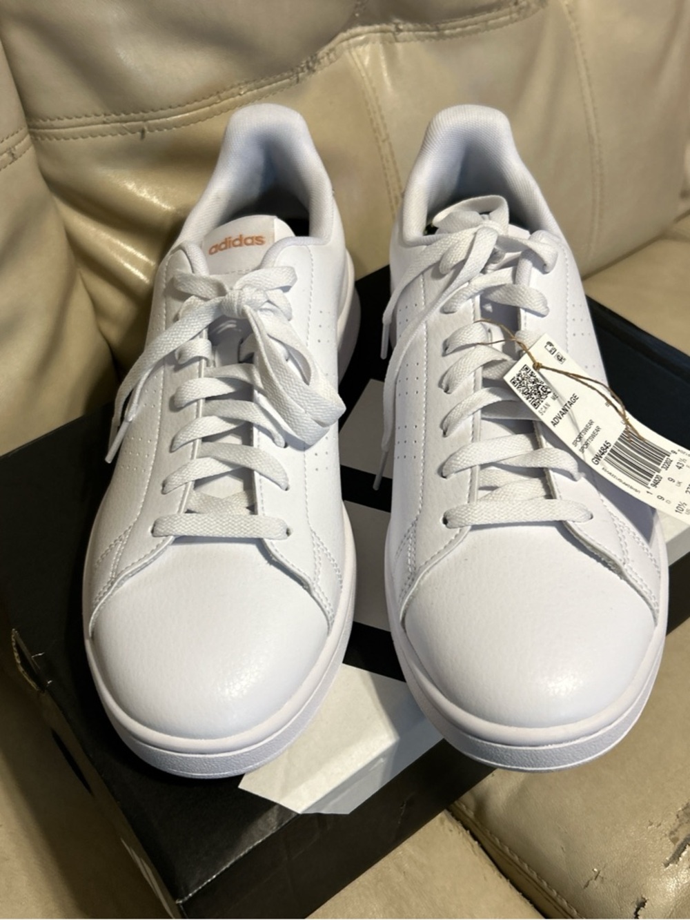 adidas White Low-Top Leather Sneakers